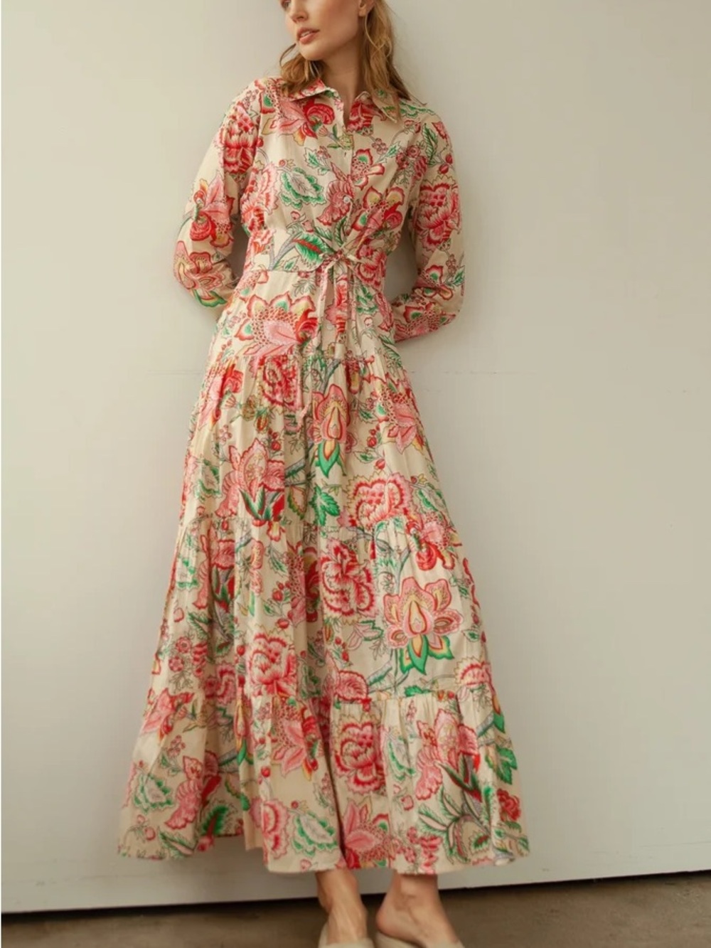 Guadalupe Design Meredith Peony Dress Women XL Pink Block Print Floral Maxi NWT